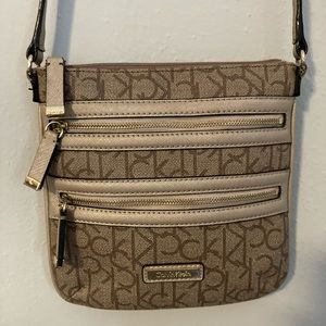 Brown and Tan Calvin Klein Crossbody Purse